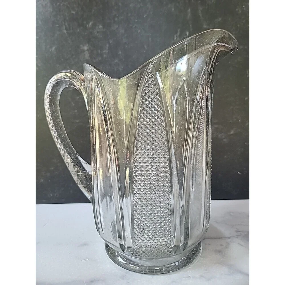 Vintage Clear Glass Pitcher, READ